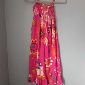 Fun Summer Kid Long Floral Dress with Spaguetti Straps Shirring Top